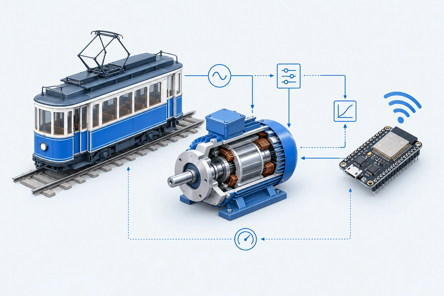 Tram, motore elettrico e nodo IoT: illustrazione dei progetti di controllo, trasporto e reti